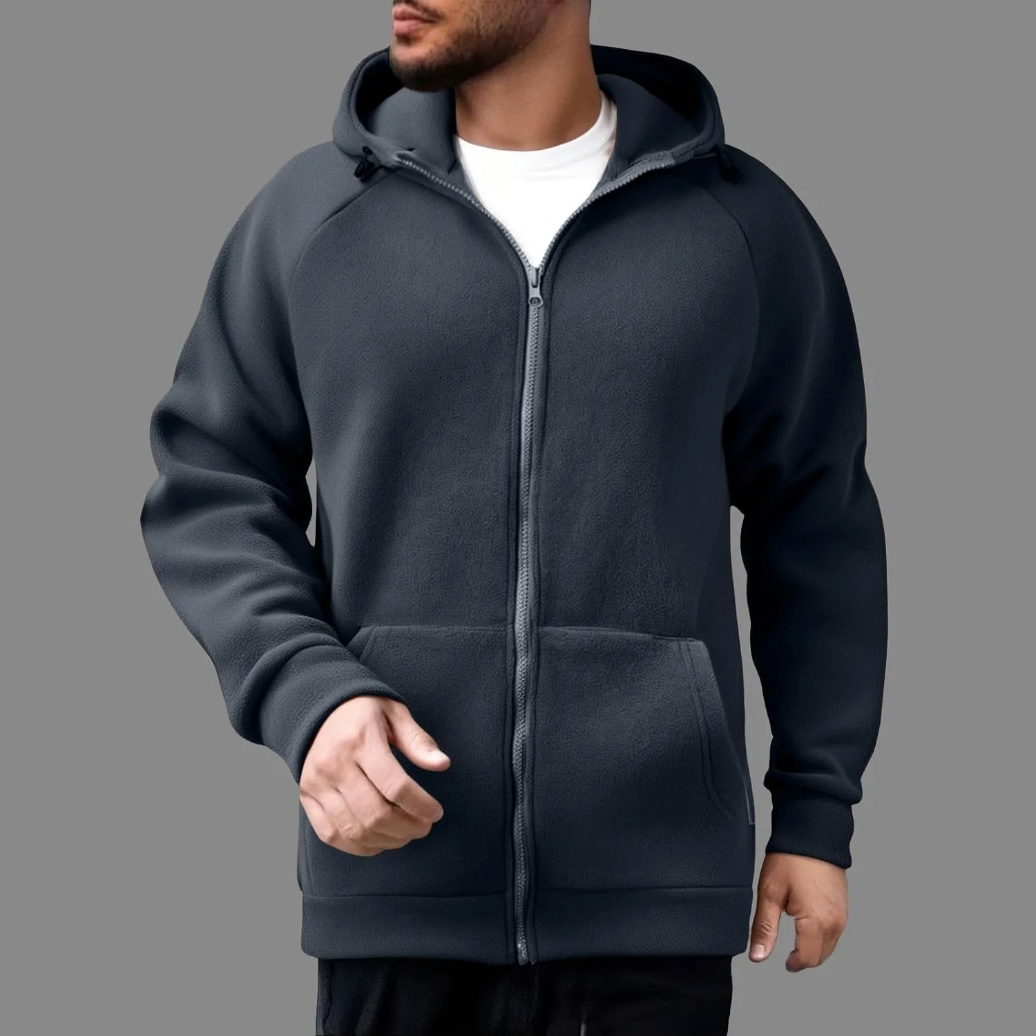 Толстовка с капюшоном Full Zip Fleece для мужчин Casual Slim Fit — фото 2