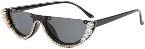 

Модные солнцезащитные очки 2027 года с бриллиантами для женщин, сексуальные, с кристаллами, в оправе «кошачий глаз», с металлическими украшениями и стразами MTZJH, C1