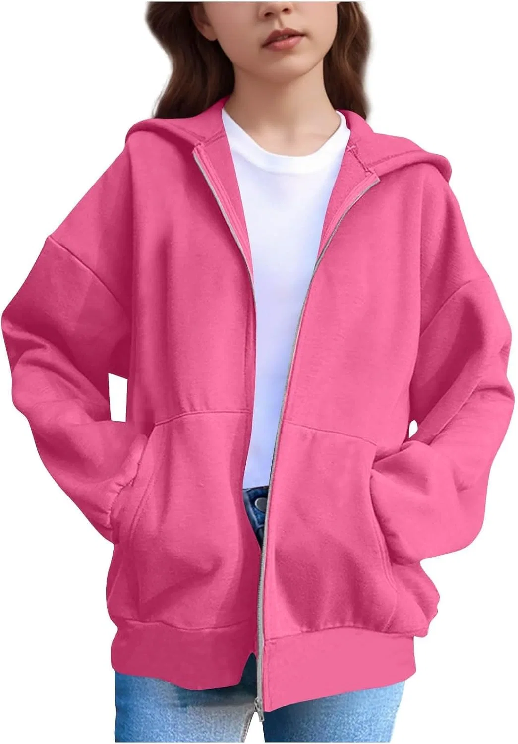 Детская худи на молнии, хлопок, Hot Pink