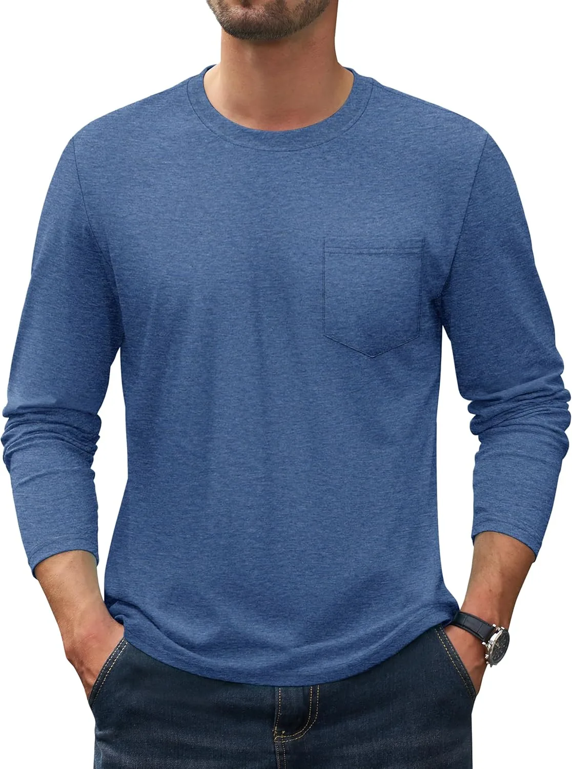 

TACVASEN мужская рубашка с длинным рукавом и нагрудным карманом