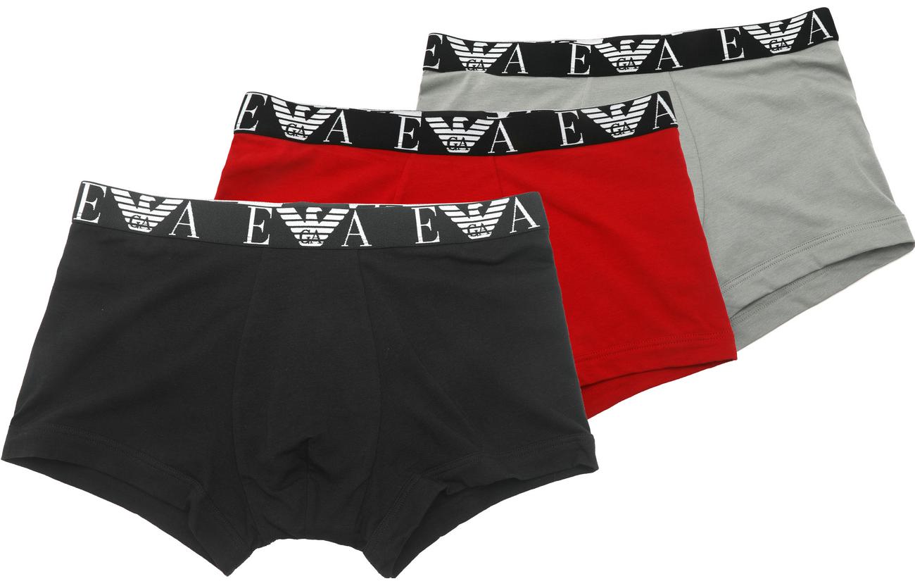 Мужские трусы-боксеры EMPORIO ARMANI, 3 Pack (черный+красный+серый) — фото 3