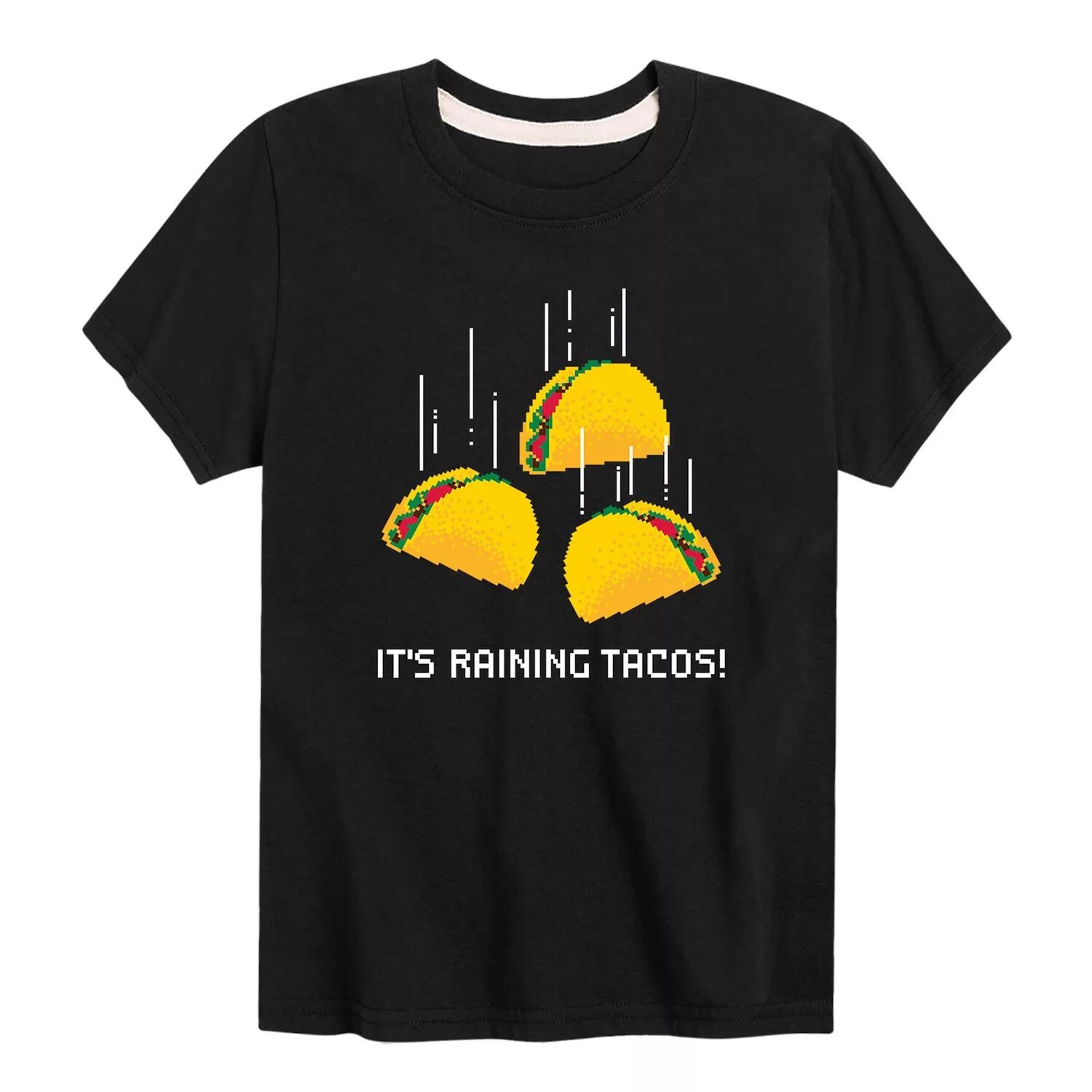 

Футболка с забавным рисунком «Raining Tacos» для мальчиков 8–20 лет Licensed Character, черный