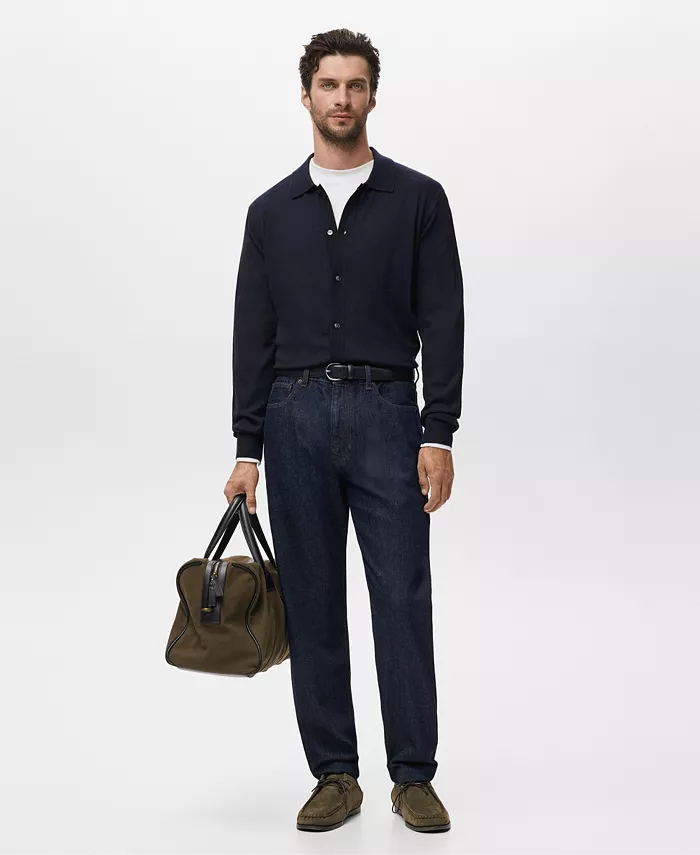 

Мужской кардиган из мериносовой шерсти Mango, синий