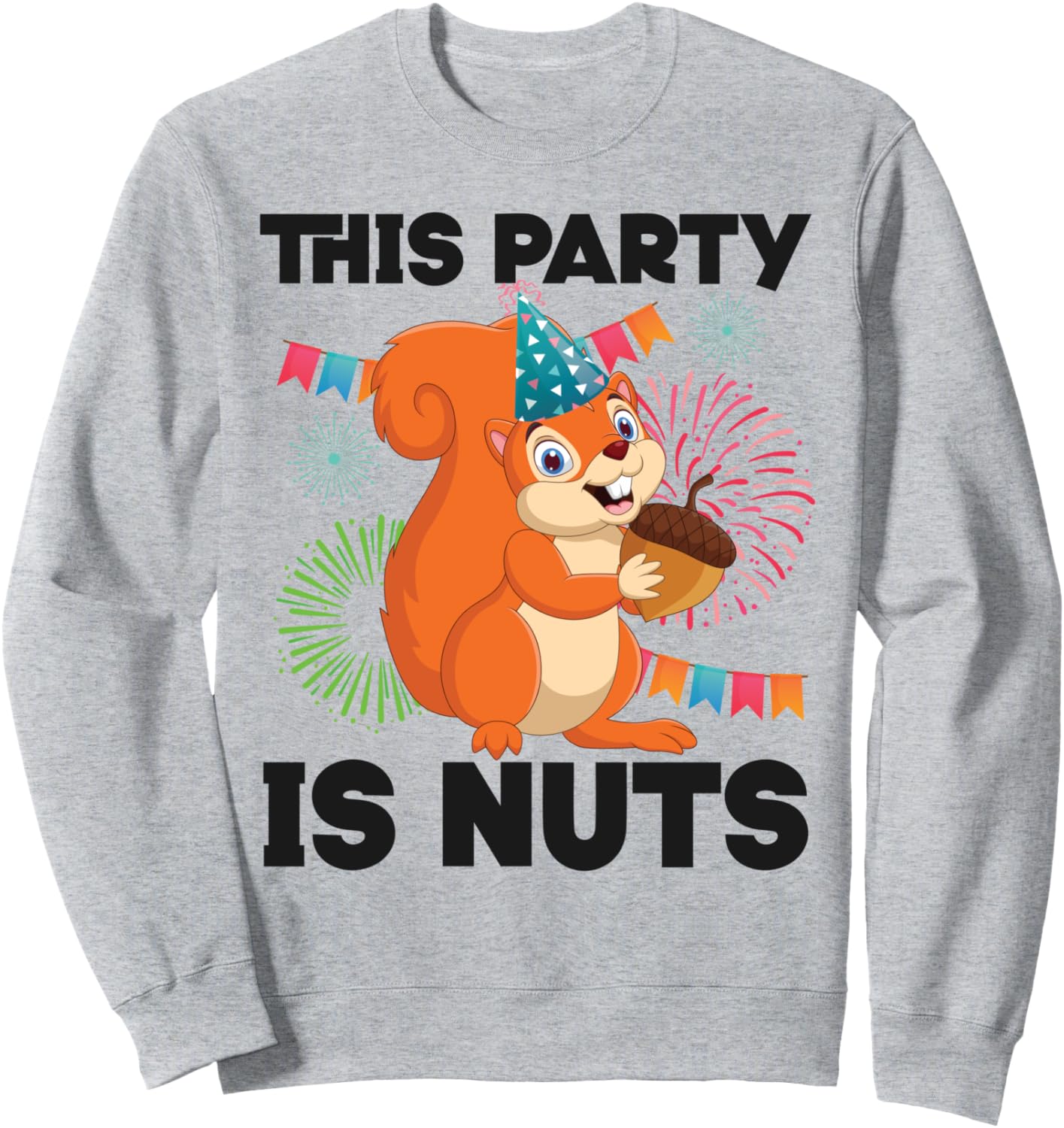 

Толстовка с изображением белки и желудя. Эта вечеринка - сумасшедшая Cute Squirrel Clothing Hs0, серый