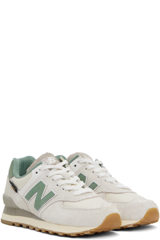 Бежевые и зеленые кроссовки 574 New Balance — фото 4