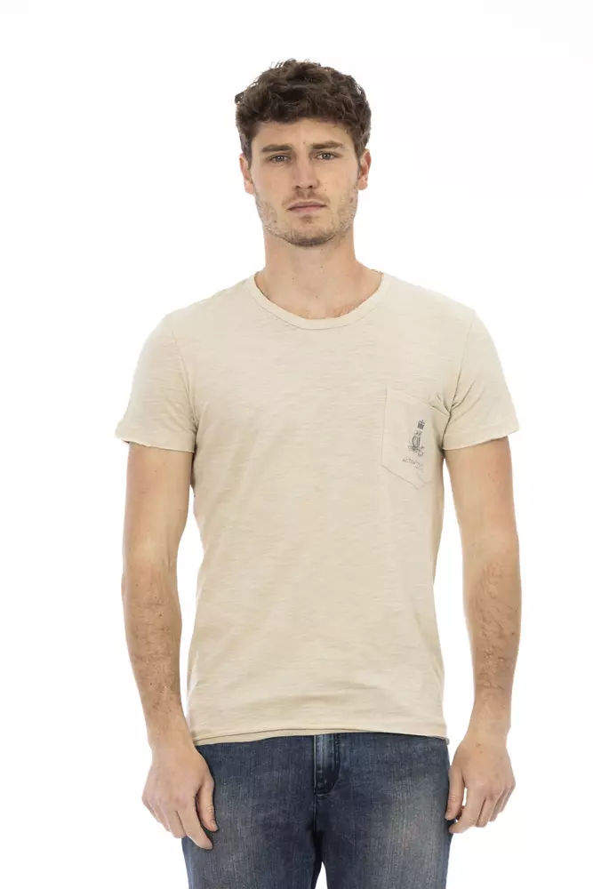 

Бежевая хлопковая мужская футболка Trussardi