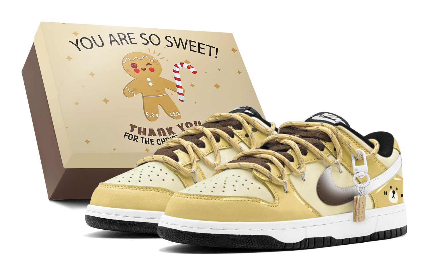 

Nike Dunk Couple's, Cookie Bear, Fun, Naughty, Anti Aging низкие кожаные кроссовки для скейтбординга мужские желто-коричневые