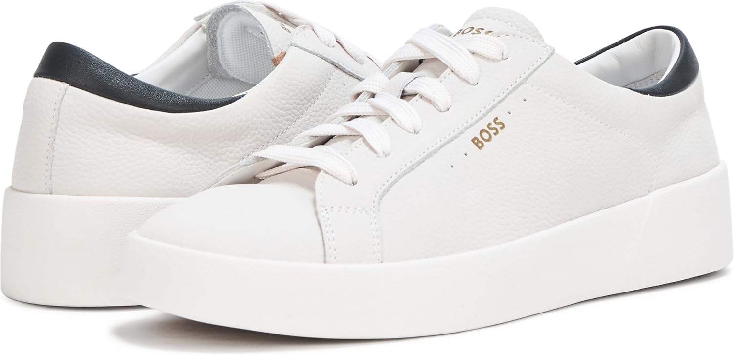 BOSS мужские кроссовки Belwar Smooth Leather Low Top, White Oak — фото 3