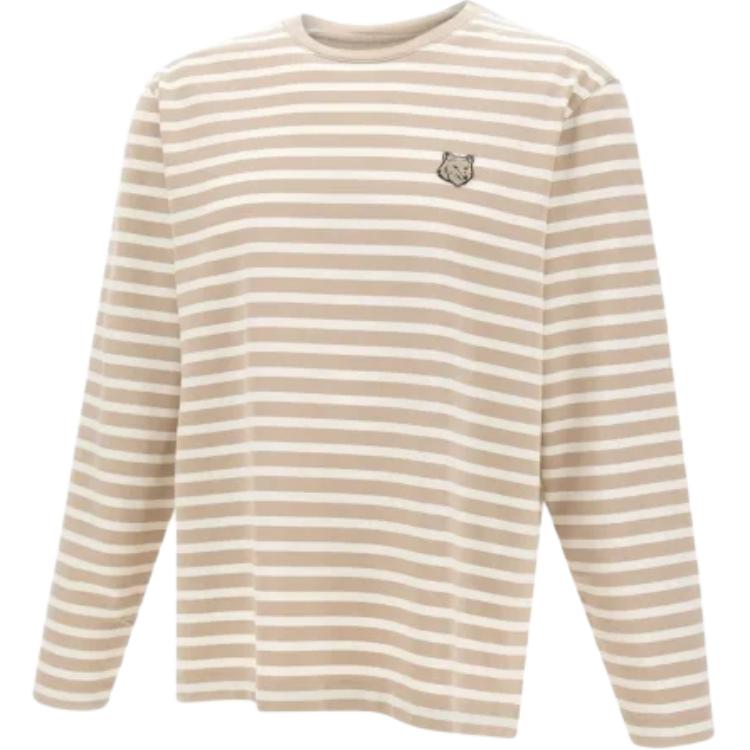 

Maison Kitsuné топ с длинным рукавом в полоску и лисьей головой Maison Kitsune, бежевый