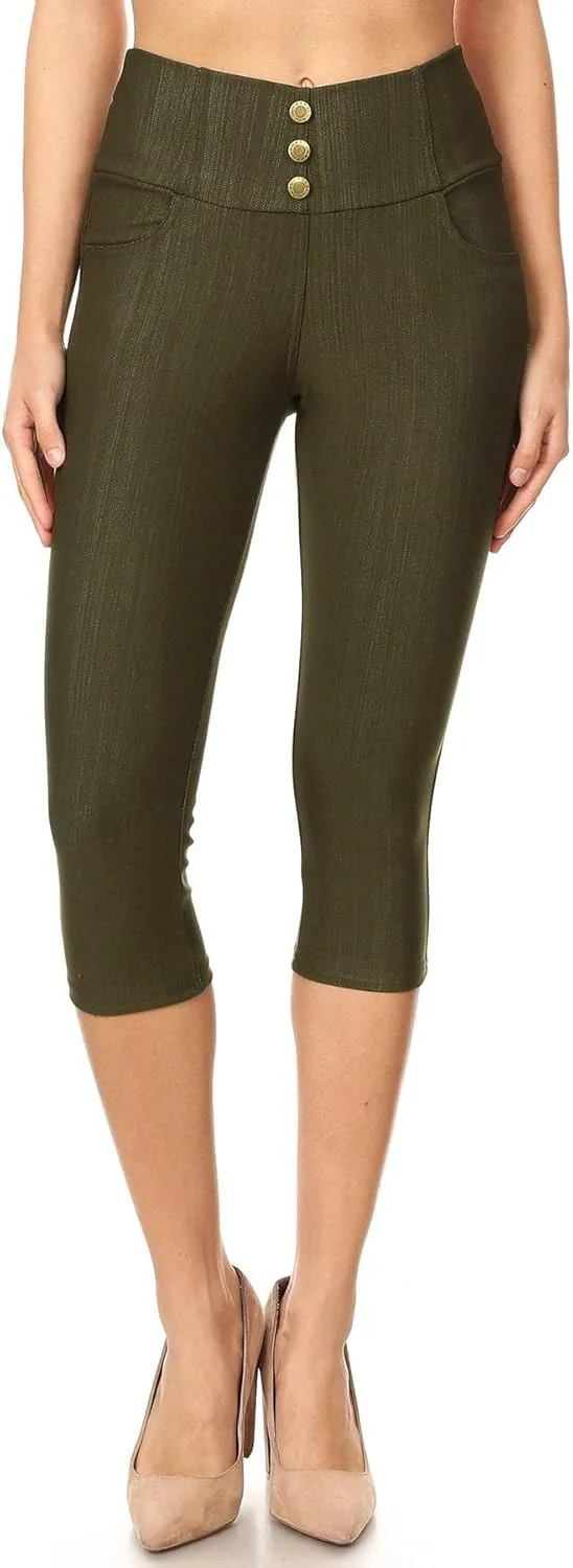 

Женские джинсовые джеггинсы капри на высокой талии с завышенной посадкой Jvini