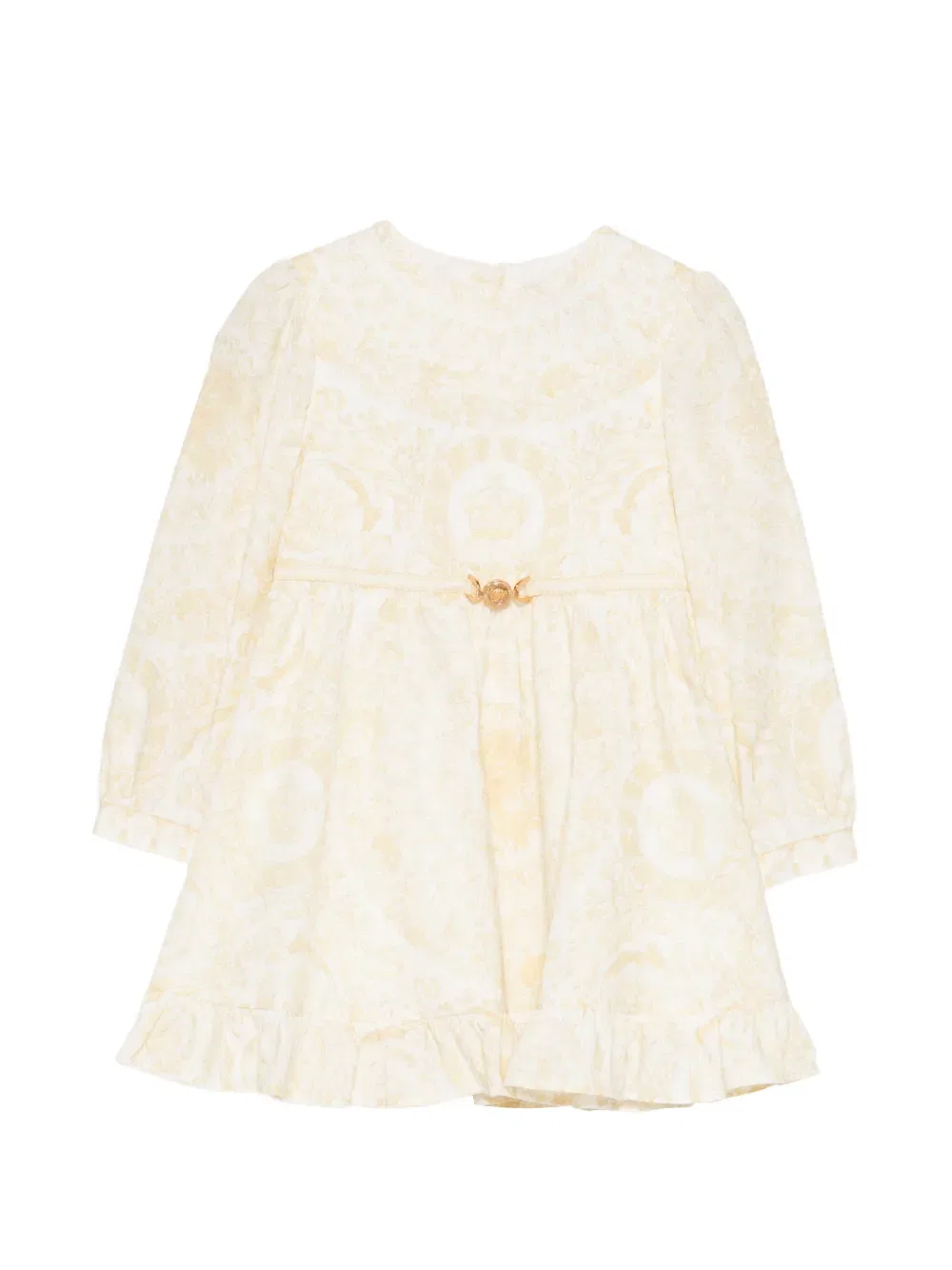 Платье с графическим принтом и оборками Versace Kids, белый