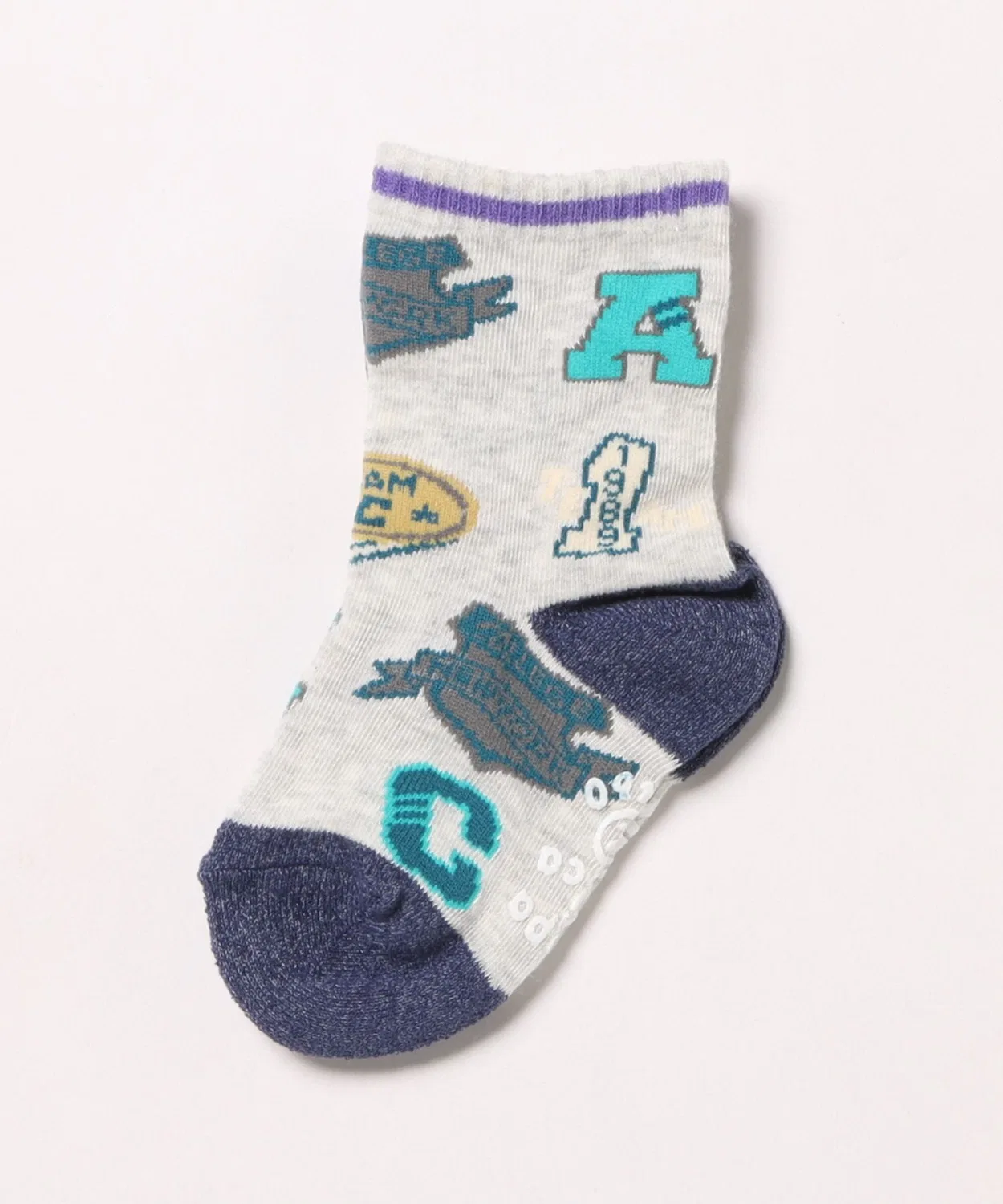 Носки Boy Crew Socks с узором в стиле колледж, набор, 1 пара, светло-серые