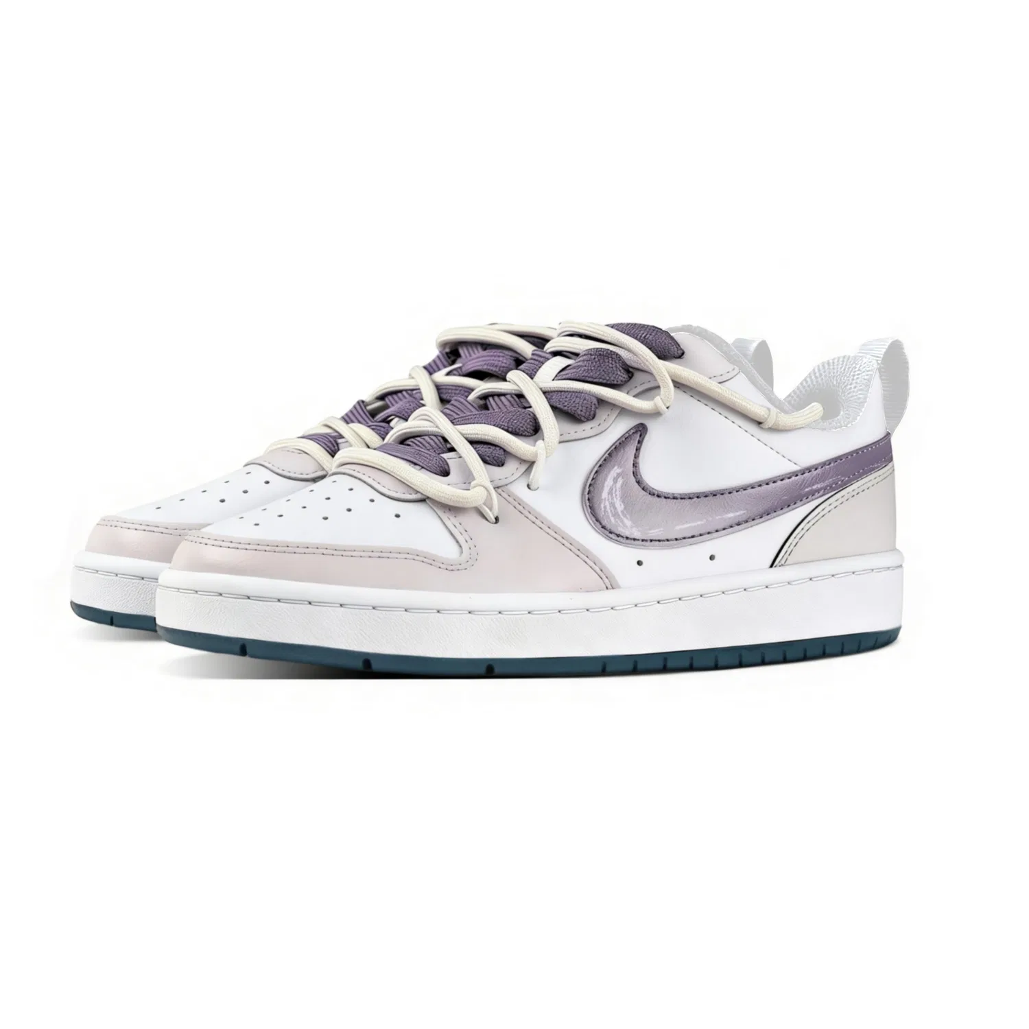 Кроссовки для скейтбординга детские Court Borough 2 Light Rhyme Grape Leather Slip Resistant Low top, Light Blue, унисекс Nike, Light Purple — фото 4