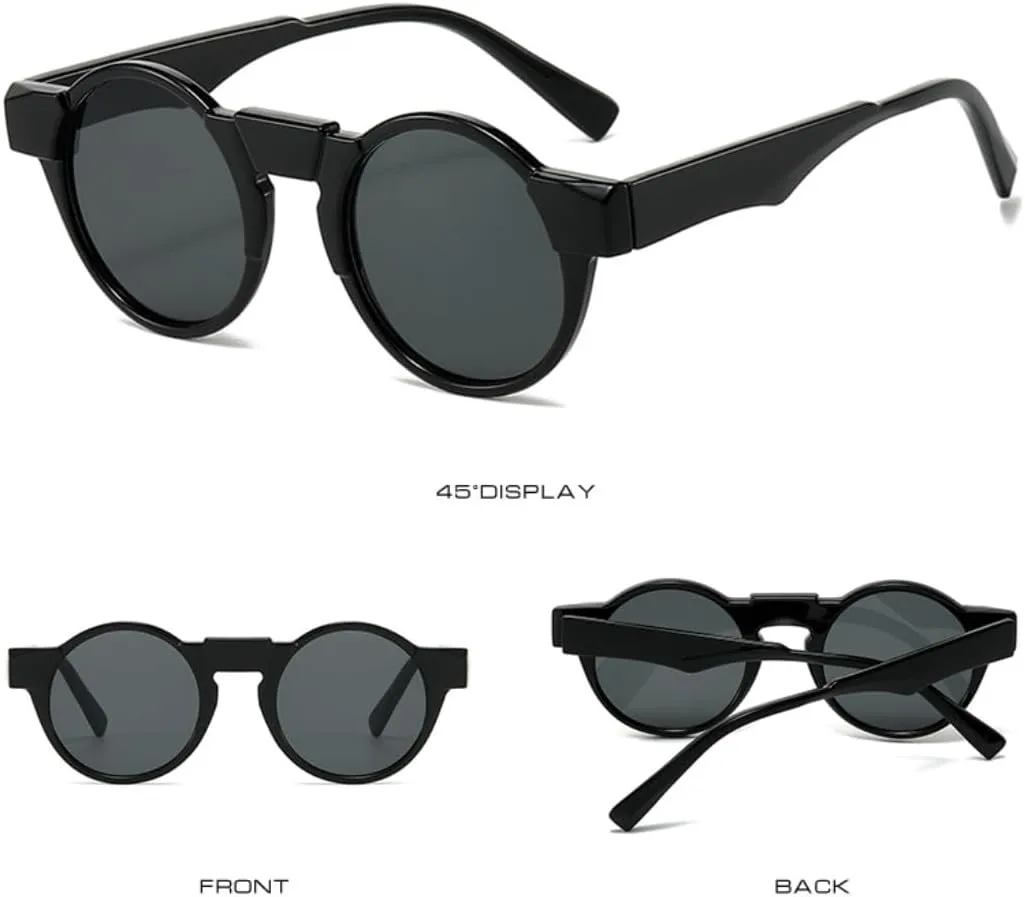 

Модные маленькие круглые солнцезащитные очки в стиле стимпанк для женщин, ретро, ​​с прозрачными линзами цвета океана, защита от УФ-излучения UV400 VVTWSSW, Red Gray