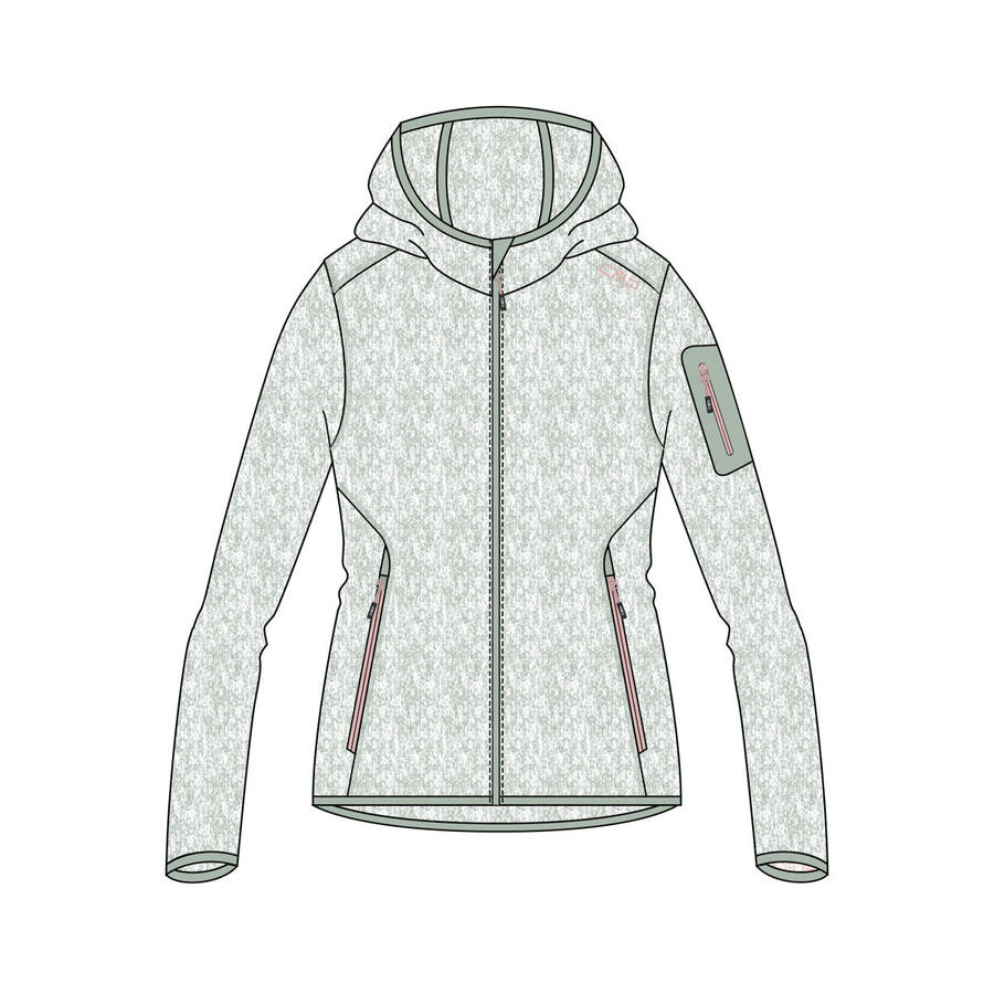 

Женская куртка CMP с капюшоном из трикотажного меланжевого цвета 3H19826