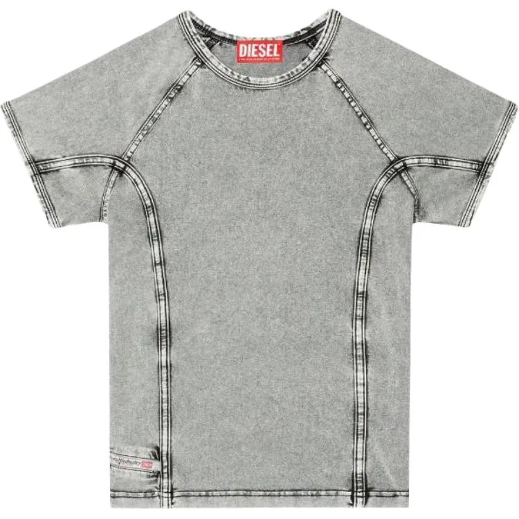 Футболка с эффектом денима DIESEL Gray