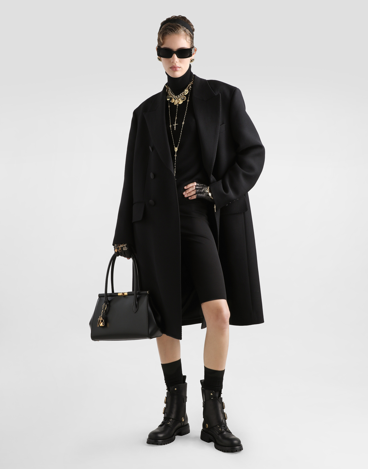 Шерстяной пуловер с воротником-стойкой Dolce & Gabbana, черный — фото 4