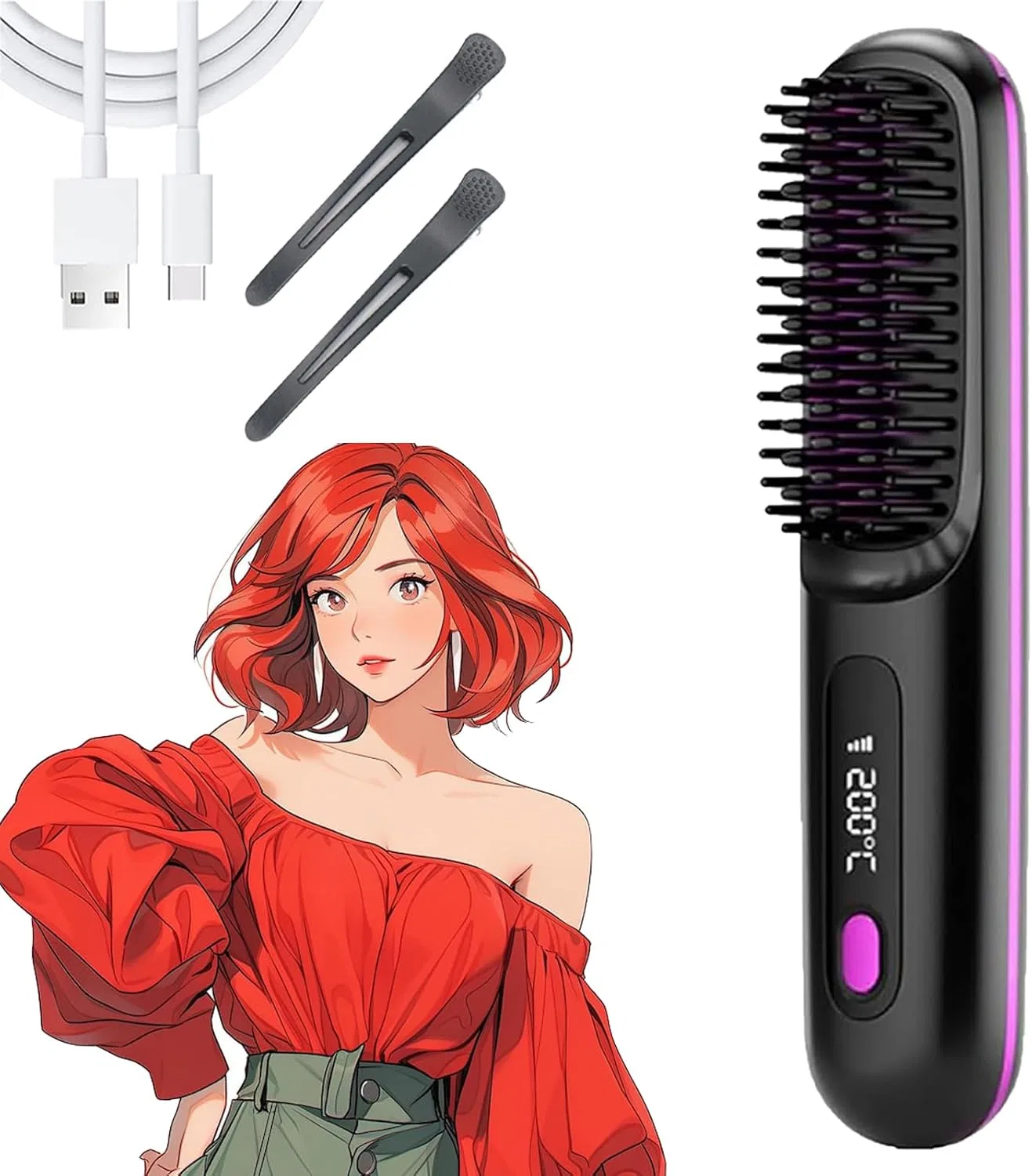 Щетка-выпрямитель для коротких волос «Control Pro Styling Brush» от Zegla Xjq, Black