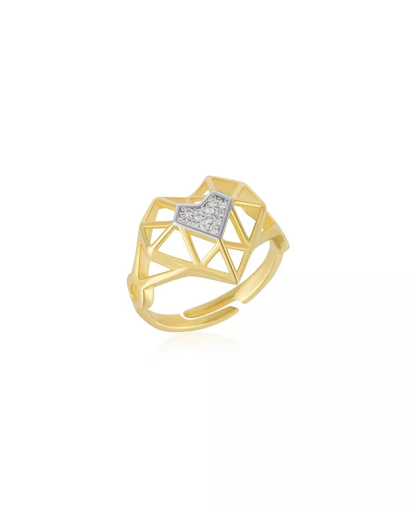 

Кольцо в форме геометрического сердца, регулируемое, из стерлингового серебра Spero London, gold