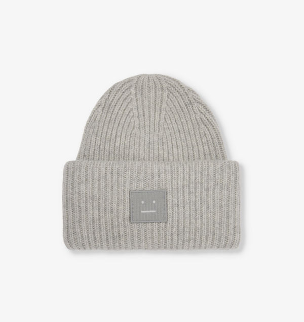 

Шапка-Бини из шерстяной ткани в рубчик Brand-Patch Acne Studios, серый