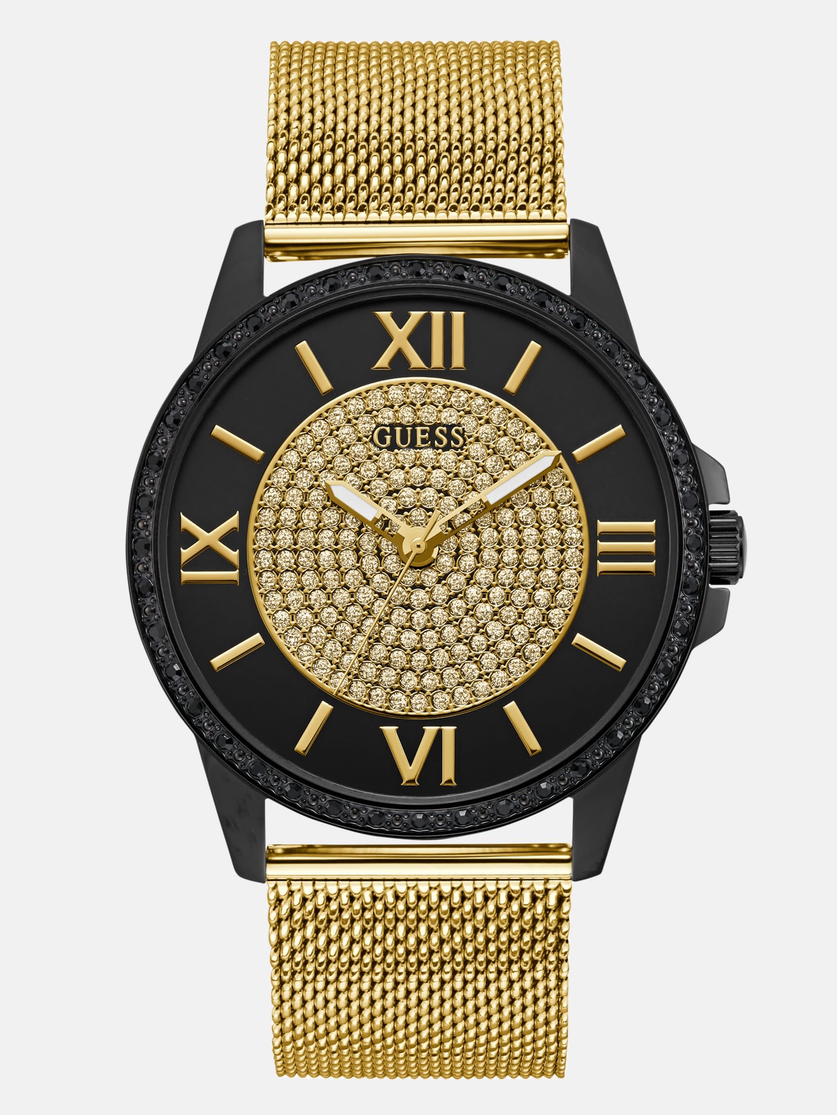 

Аналоговые сетчатые часы черного и золотистого цвета Guess Factory