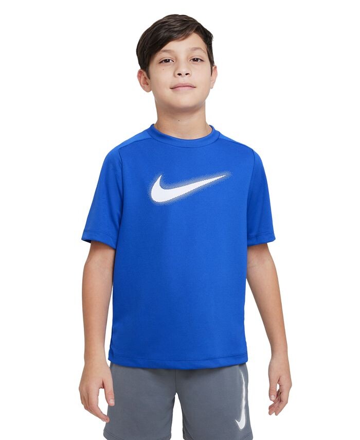 

Тренировочная футболка с логотипом Big Boys Dri-FIT Multi+ Nike, синий