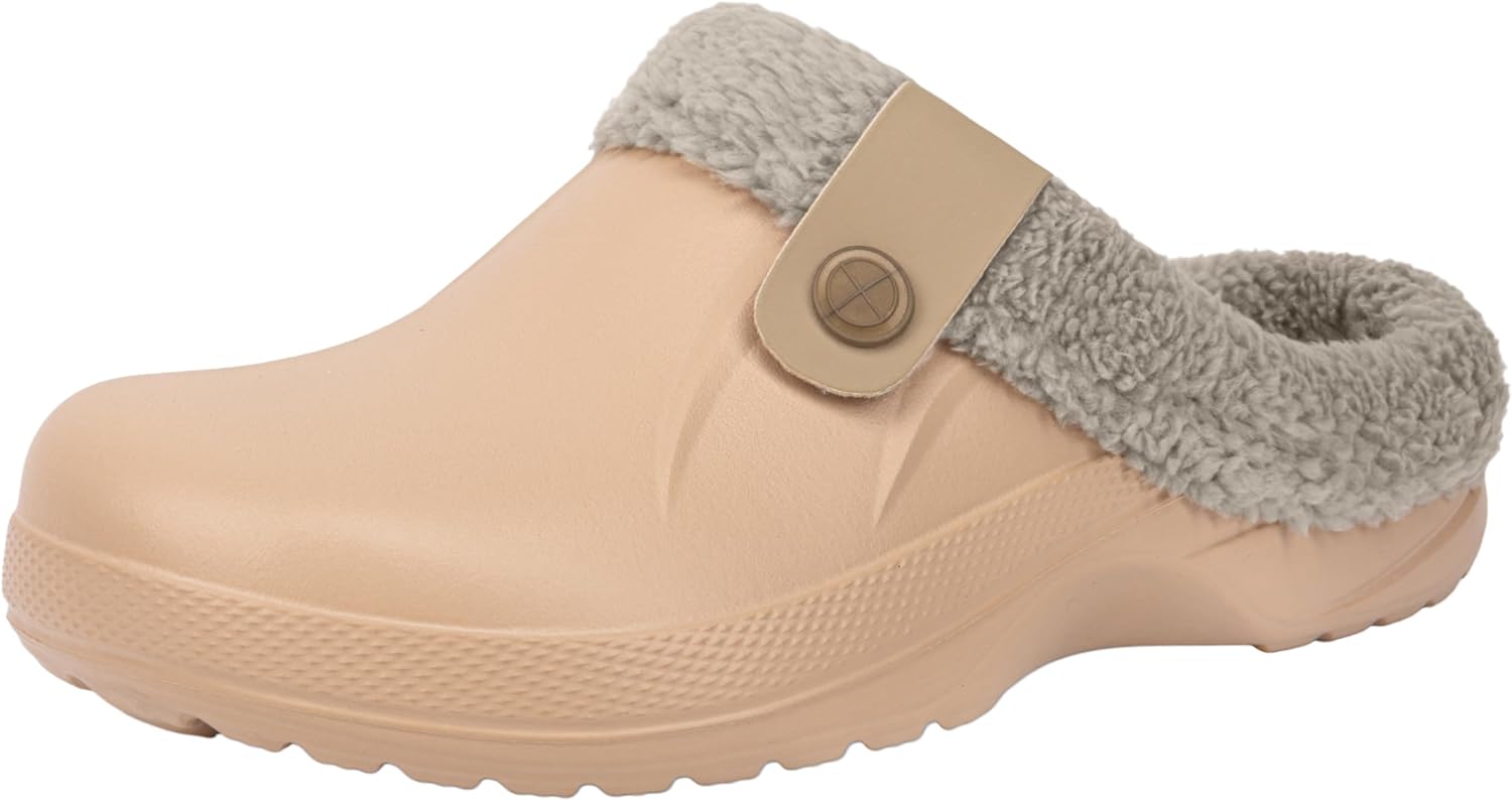 

Женские и мужские сабо ChayChax с меховой подкладкой, супинатором из памяти формы, теплые пушистые тапочки, зимние, водонепроницаемые, для дома и улицы, бежевый