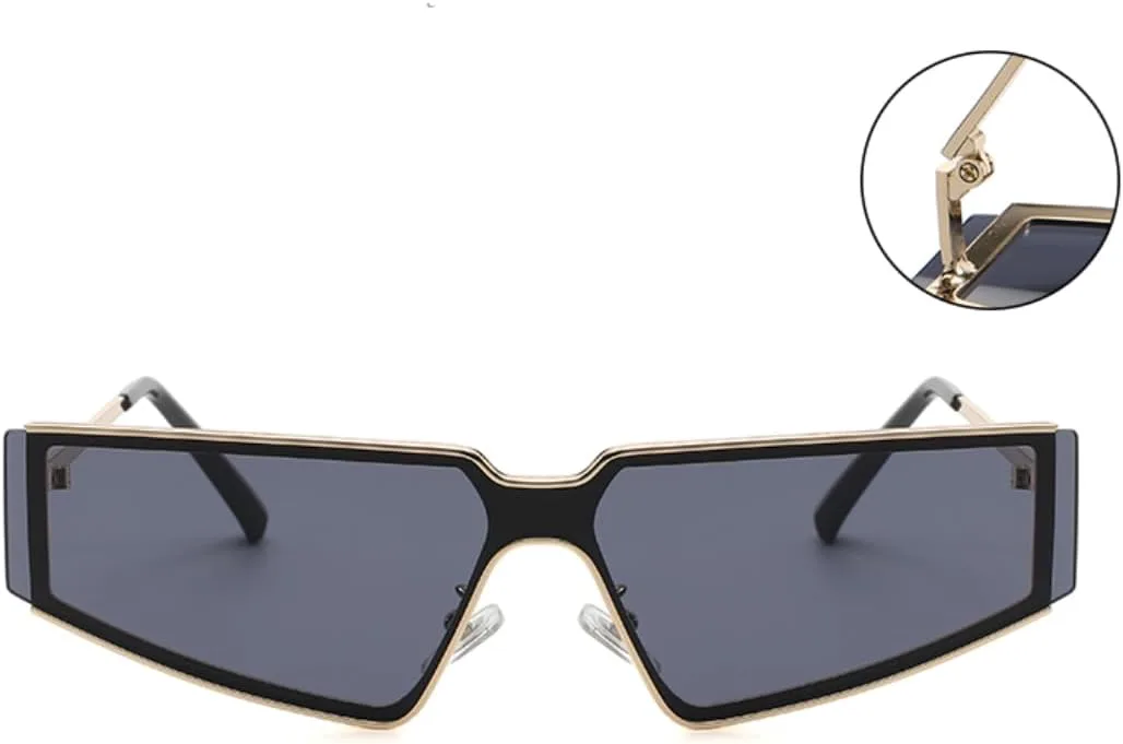 

Прямоугольные солнцезащитные очки в металлической оправе для женщин и мужчин, модные винтажные очки в стиле стимпанк, защита от УФ-излучения UV400 VVTWSSW, Gold Brown