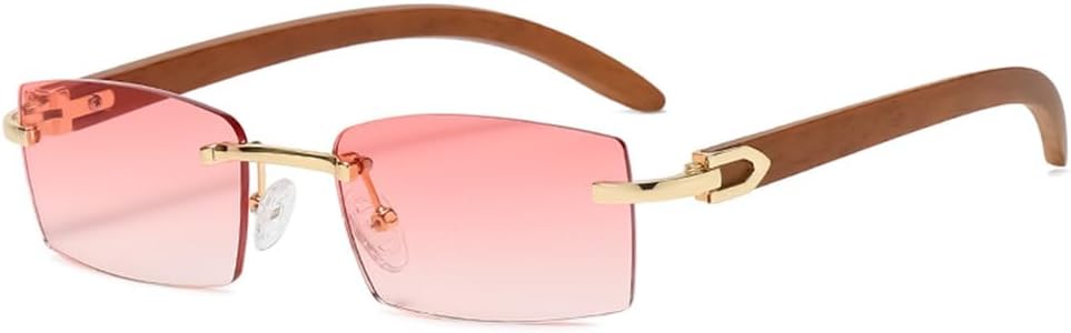 

Солнцезащитные очки без оправы, прямоугольной формы, модные, популярные, для женщин, мужчин и унисекс, солнцезащитные очки без оправы, защита от УФ-излучения UV400 HHZZYVY, Gold Pink