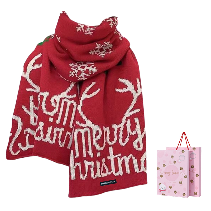 

WARRIOR Вязаный шарф женский, Red Christmas Letter[Exquisite Box]