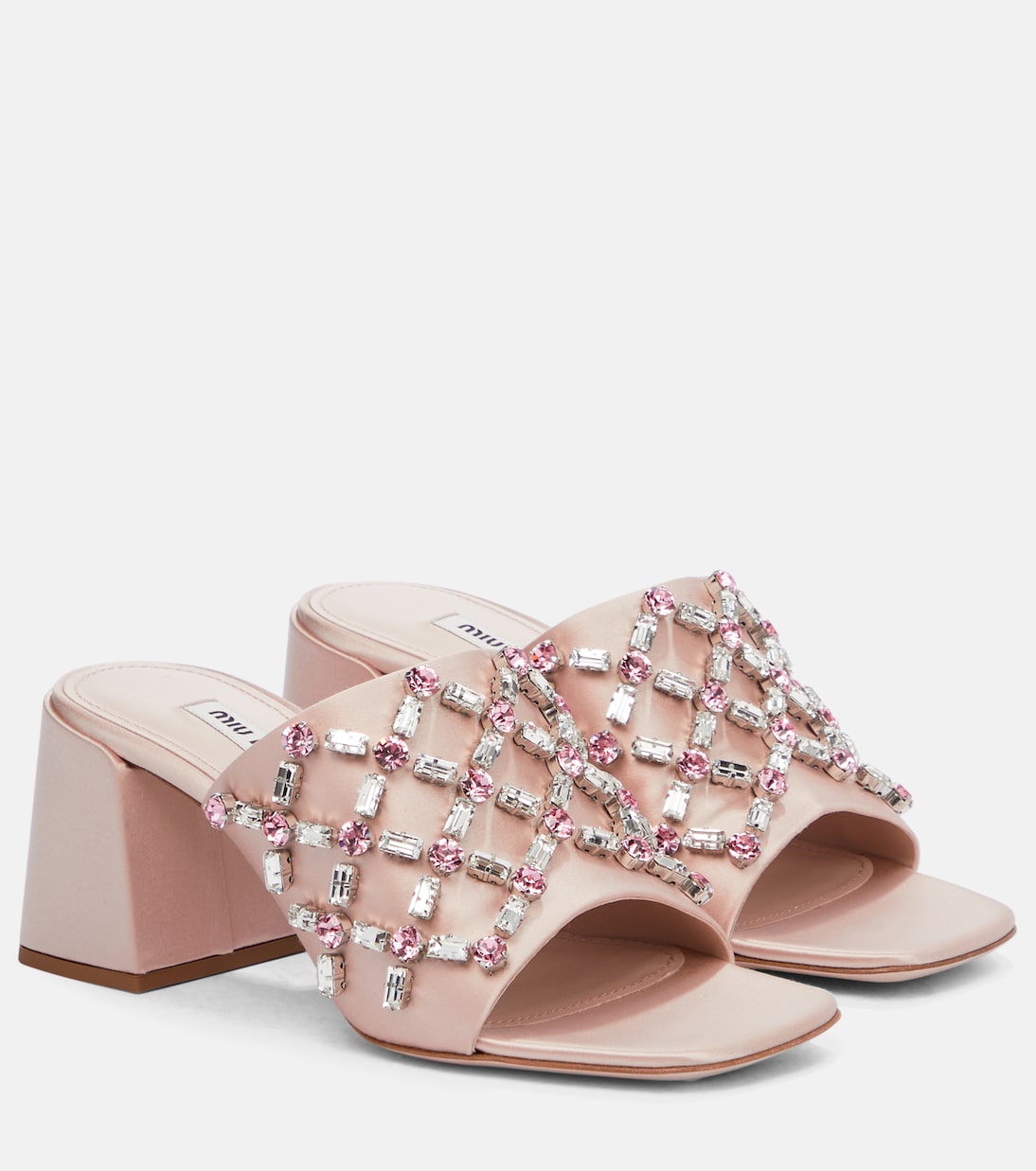 Босоножки из атласа с декором Miu Miu, Cipria