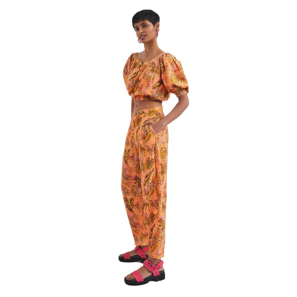 

Джинсы и брюки из оранжевого льна Desigual