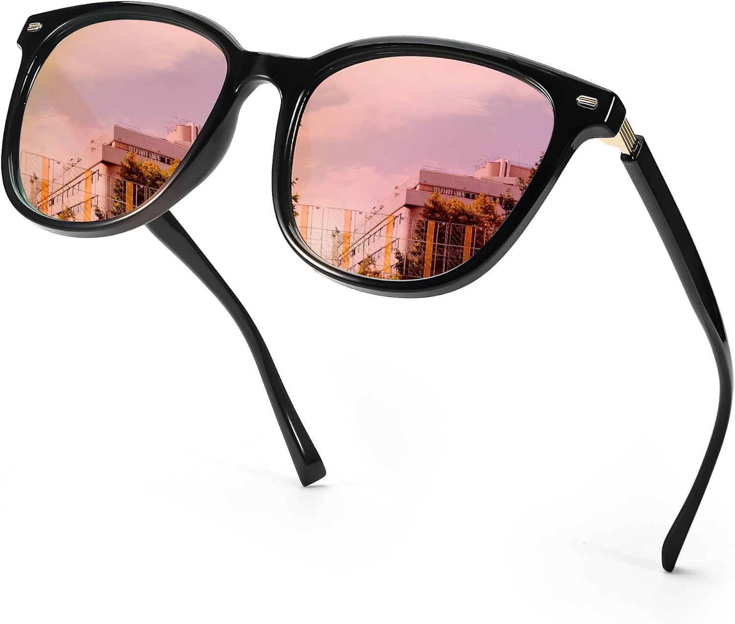 

Солнцезащитные очки SIPHEW женские с зеркальными линзами и поляризацией - большие солнцезащитные очки "кошачий глаз" с защитой от УФ-излучения для женщин, A06-black Frame Pink Mirror Lens