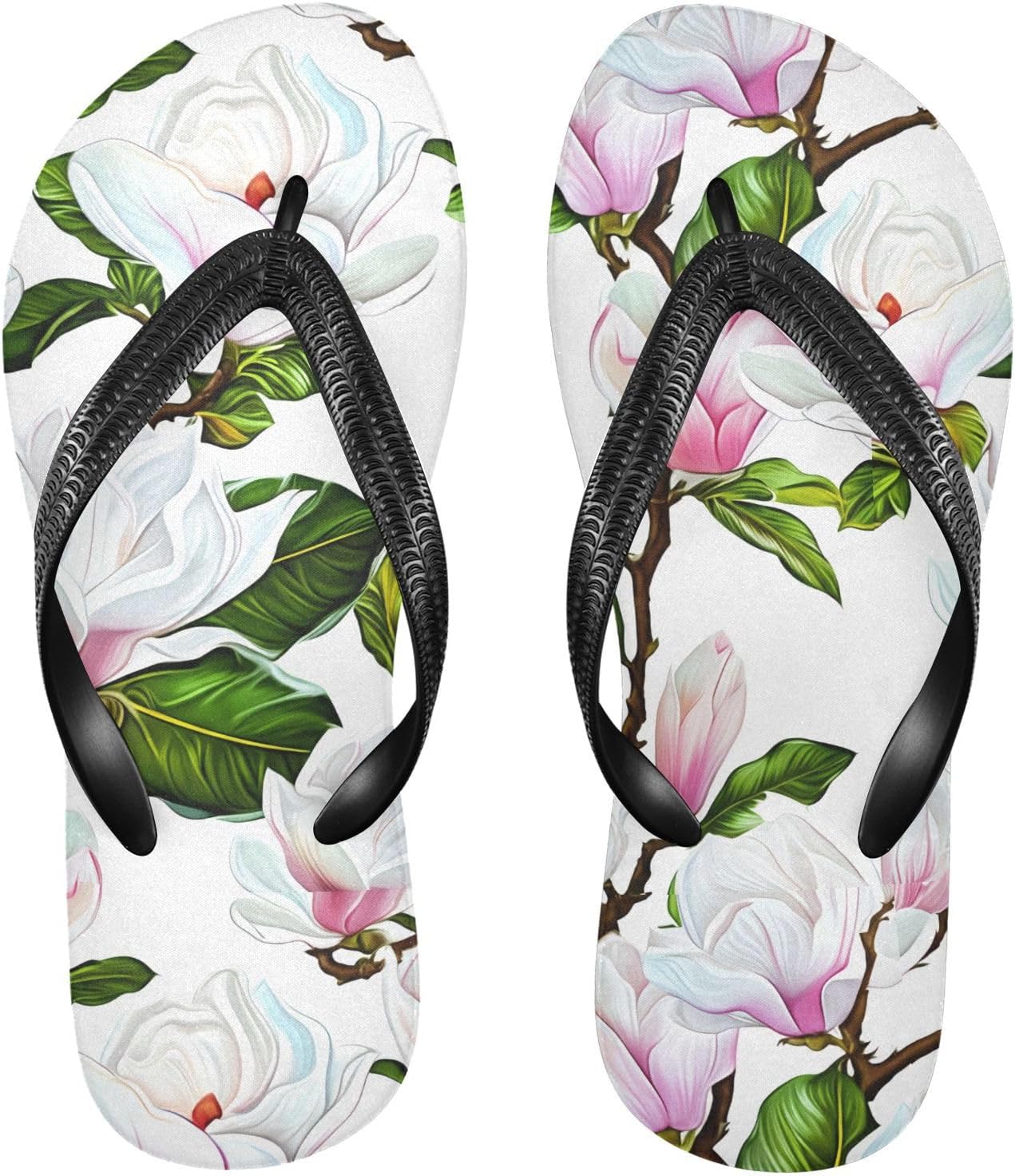 

Вьетнамки с цветком магнолии, белые шлепанцы для пляжа и душа, резиновые нескользящие летние тапочки для женщин и мужчин Sinestour