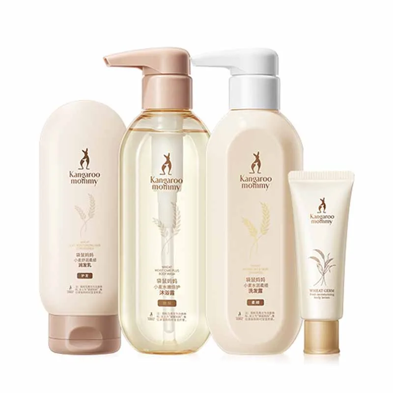 Шампунь и кондиционер для волос Wheat Shampoos с контролем жирности Kangaroo Mommy, Wheat Care 4-Piece Set (Shampoo+Body Wash+Hair Conditioners+Body Lotion)