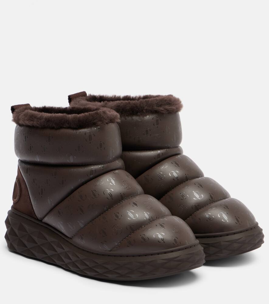 Кожаные зимние ботинки с овчиной Jimmy Choo, V Chocolate Mix