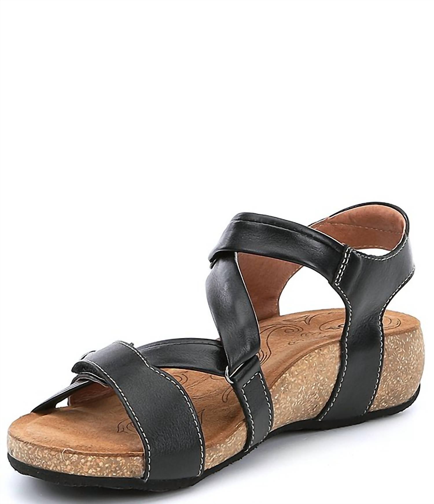 Women's Universe Leather Wedge Sandals In Black Taos — фото 4