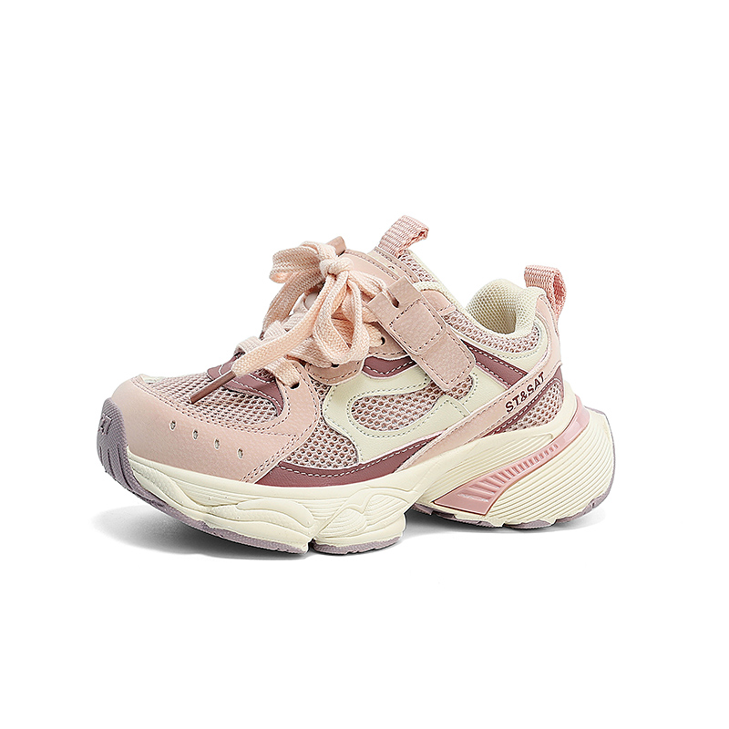 

Детские повседневные нескользящие дышащие износостойкие амортизирующие кроссовки Kids' ST&SAT, розовый/бежевый