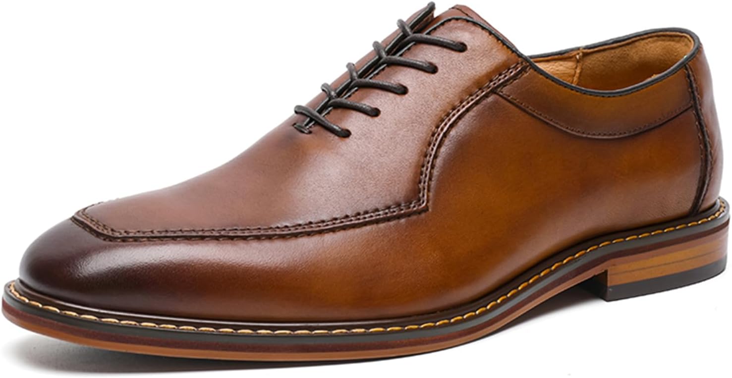 

Мужские туфли из натуральной кожи, оксфорды, классические, с шнуровкой, деловые, современные, для работы и свадеб Abborora, коричневый