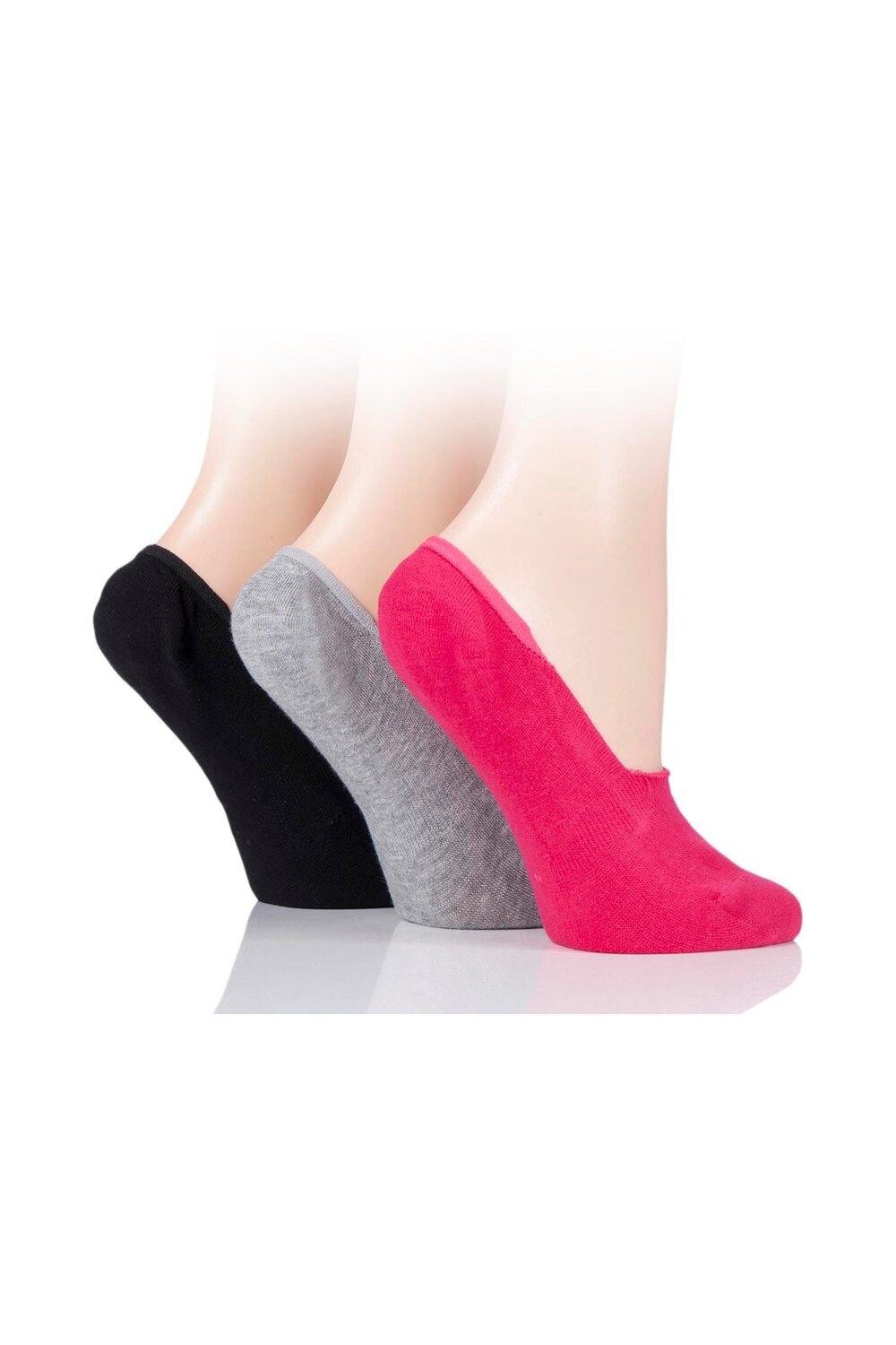 

3 пары тонких бамбуковых подводок с высоким вырезом SOCKSHOP, мультиколор