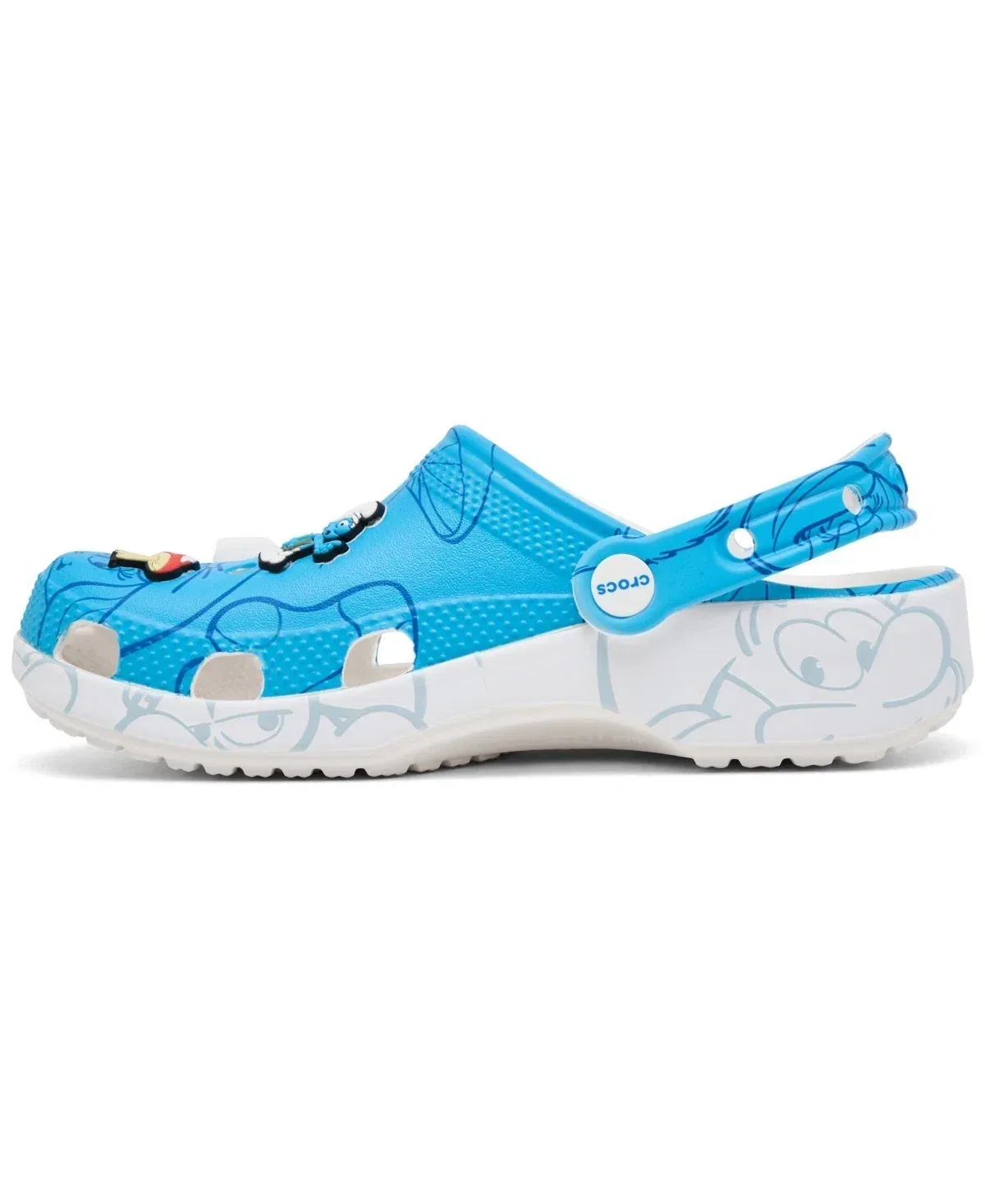 Детские сабо Crocs Smurfs Classic-90H синего цвета с разным ремешком на каблуке JAX644 — фото 3