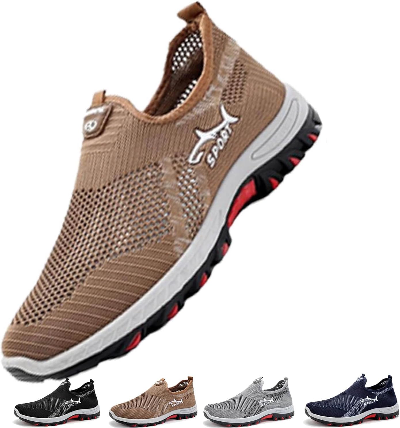 

Кроссовки Jar-V Cooling Comfort, слипоны с дышащей сеткой и мягкой подошвой, мужские ортопедические, летние повседневные прогулочные обувь Generic, коричневый