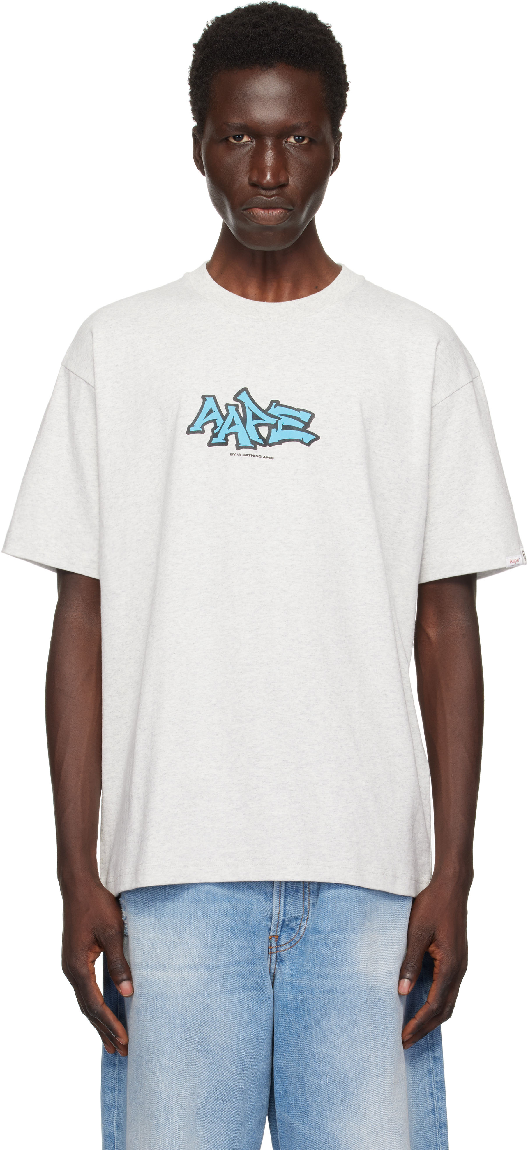 

Футболка с серой тематикой AAPE by A Bathing Ape, Heather white