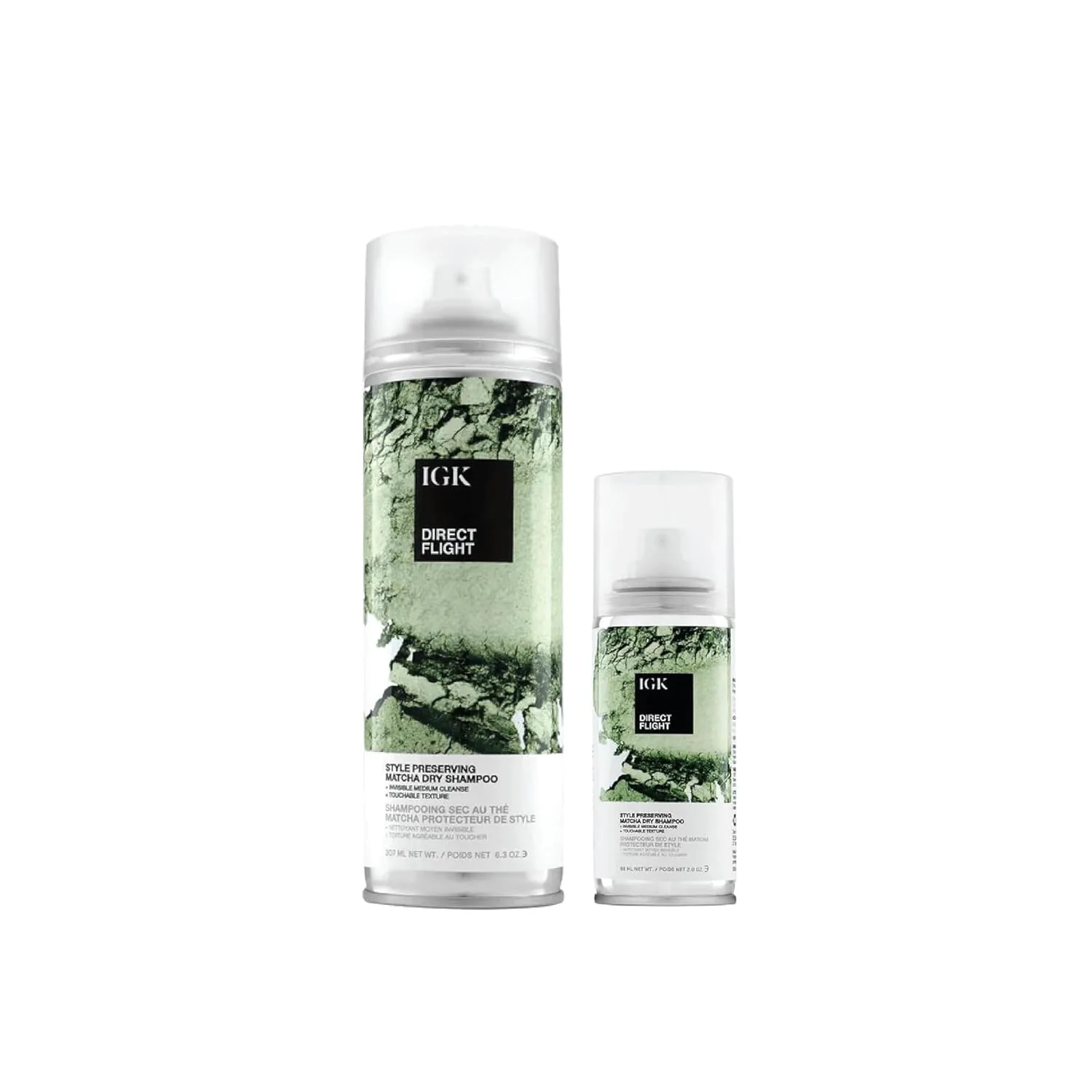 IGK Direct Flight Multi-Tasking Matcha Dry Shampoo, набор из 2 штук: полный размер и дорожный