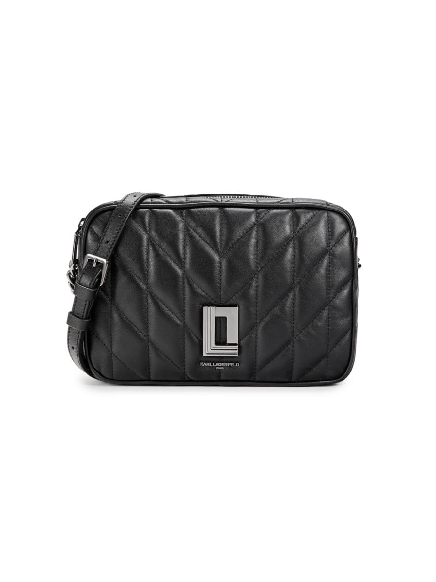 

Стеганая кожаная сумка через плечо Karl Lagerfeld Paris, цвет Black Gunmetal