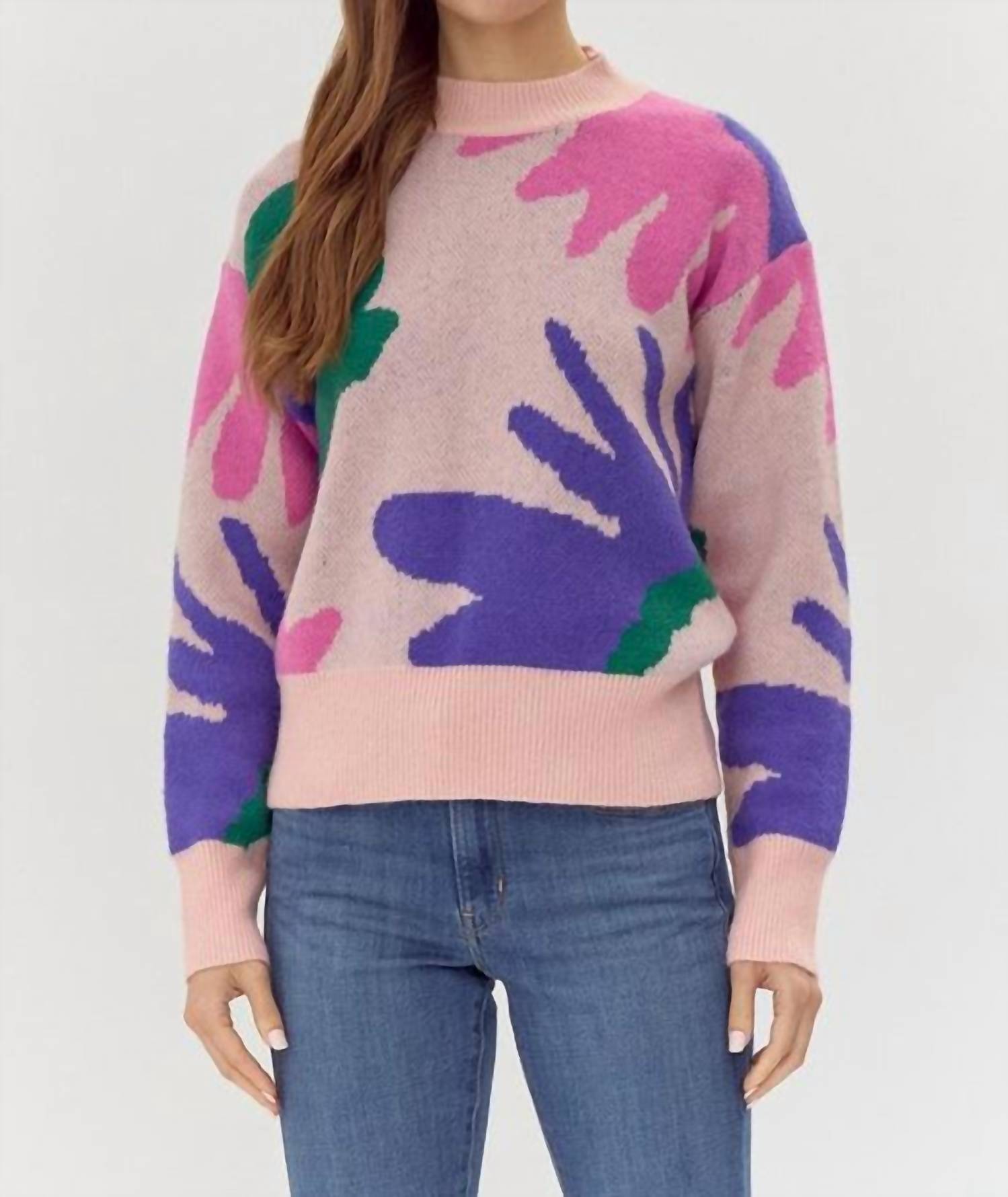 

Свитер Retro Vibes с игривым принтом в светло-розовом цвете Jodifl