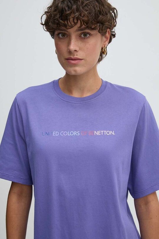 

Хлопковая футболка United Colors of Benetton, фиолетовый