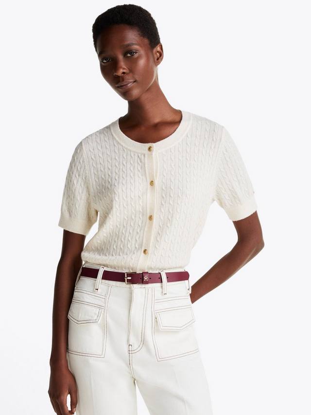 

Кардиган с коротким рукавом Tommy Hilfiger, цвет Heather Ivory Petal