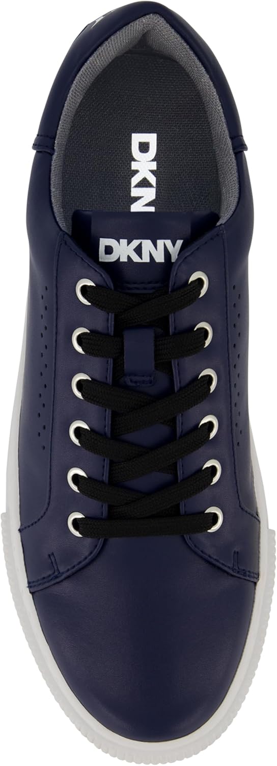 Мужские кроссовки DKNY с двухцветной зубчатой подошвой, круглым носком и шнуровкой, темно-синий — фото 4