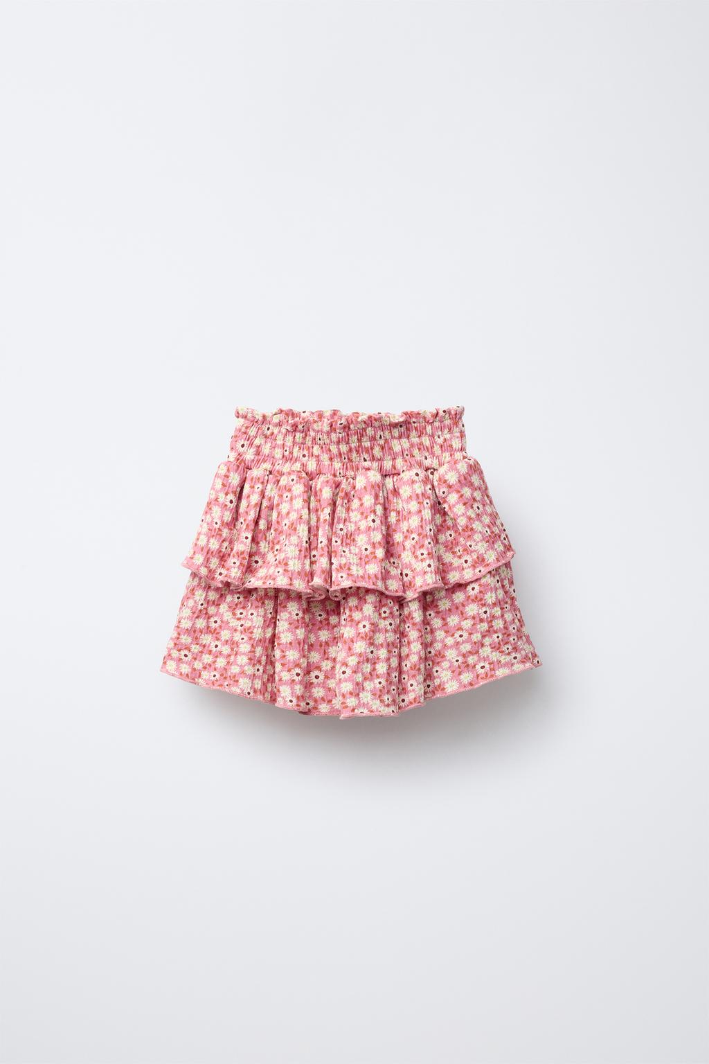 

Эластичная юбка с оборками ZARA, розовый